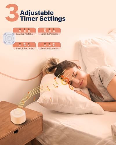 Travel White Noise Sound Machine 20 Sounds, Portable Sound Machine for Adults Sleep, Mini Sleep Aid with Adjustable Volume, 3 Timers, Colorful Night Light, Rechargeable for Baby, Home, Registry Gift - Image 4
