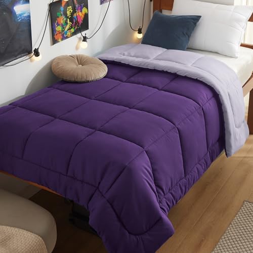 Bedsure Twin XL Comforter Duvet Insert, All Season Bed Comforter, Quilted Down Alternative Duvet, Box Stitched Comforters with Corner Tabs, Machine Washable, 68 x 92 Inches (Purple/Pale Purple) by Unknown