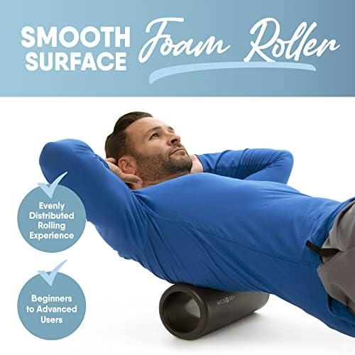 MICRODRY Deluxe Fitness Foam Back Roller for Muscle Relief, Roller for Yoga, Stretching, Deep Tissue Firm Massage & Trigger Point Release, Exercise Workout at Home or Gym, 13x5.3, Dark Grey - Image 2