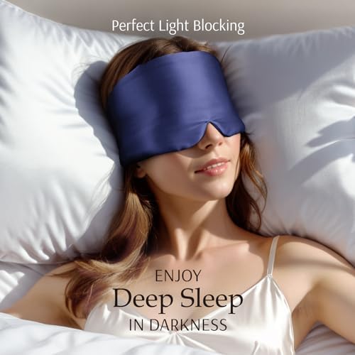 Zenssia 100% Mulberry Silk Sleep Mask Eye Mask for Men and Women, Dark Blue - Image 3