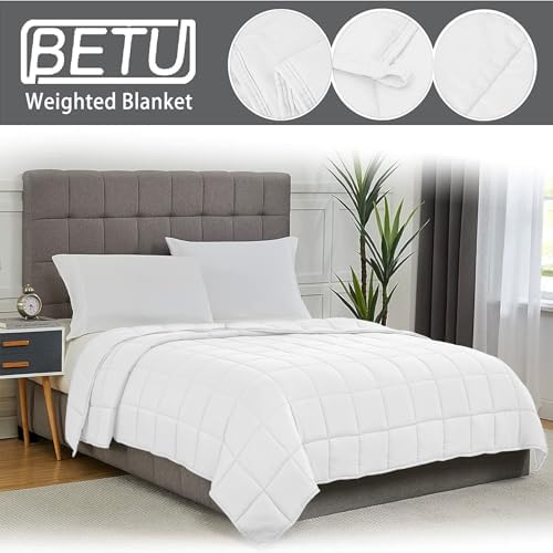 Weighted Blanket for Adults 15lbs, 60"x80", Queen Size Cooling Heavy Throw Blanket for 180-220lbs, Microfiber Soft Big Blankets Weighted Comforter, White - Image 3