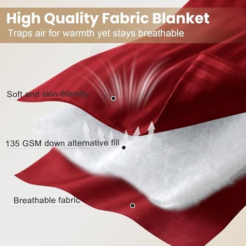 downluxe King Size Blanket with Satin Trim, Lightweight Down Alternative King Blanket for All Season, Machine Washable (Red, 108 x 90 Inch) - Image 4