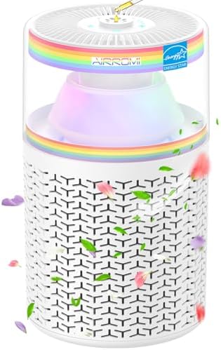 AIRROMI Pet Air Purifier for Home & Bedroom, HEPA Activated Carbon Filter, Removes Pet Dander & Odor, Allergies, Smoke, Hair, Night Light, Fragrance Sponge, Up to 658 ft², A2002 Rainbow by AIRROMI