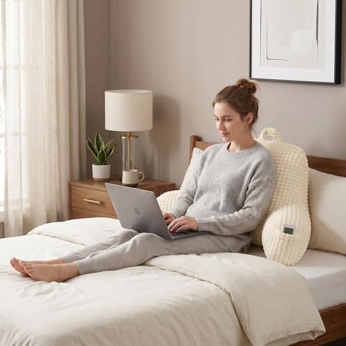 Reading Pillow with Arms for Bed Sitting,White Flannel - Image 2