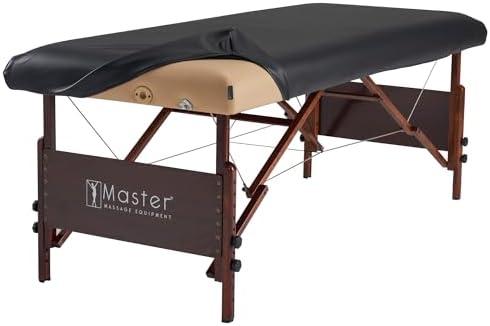 Master Massage Rectangular Universal Fabric Fitted PU Vinyl Leather Ultra-Durable Massage Table Protection Cover-Replacement Cover Protector Black by MasterMassage