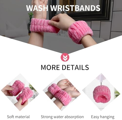 16pcs Skincare Headband Set, Headband Set for Face Washing Spa and Makeup, Including 1 Hairband, Wristband, 3 Hair Claw Clips and 10 Hair Ties, with Box, Gift for Women and Girls, Rose Red - Image 5
