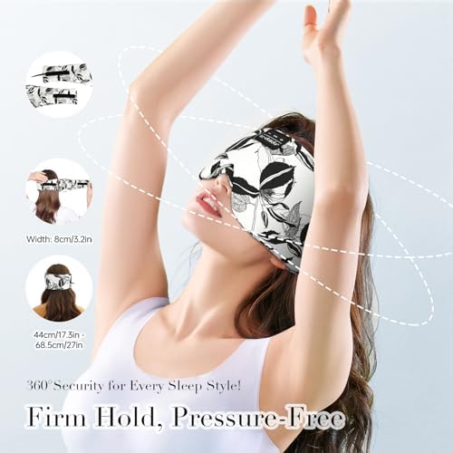 LC-dolida Sleep Mask with Bluetooth Headphones, Extra Large Silk Eye Mask for Sleeping Side Day Sleepers, Sleep Headphones Bluetooth 5.4 for Women Men with Thin Speaker, Blackout, Comfort, Microphone - Image 5