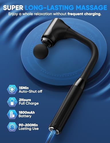 FVZ Massage Gun for Deep Tissue Back Massage with Extended Handle, Black - Image 4