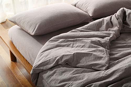 F.Y.Dreams 100% Washed Cotton Duvet Cover for Weighted Blanket 80x87 inches with 16 Ties, Zipper on Long Side/Purple Bean Paste/Just Duvet Cover - Image 5