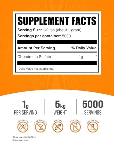 BulkSupplements.com Chondroitin Sulfate Powder - Chondroitin Sulfate Supplement, for Joint Support - Gluten Free, 1g per Serving, 1kg (Pack of 5) (11 lbs) - Image 2