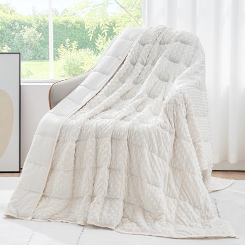 Cottonblue Weighted Blanket Queen Size 20lbs for Adults, 60x80 Cream White by Cottonblue