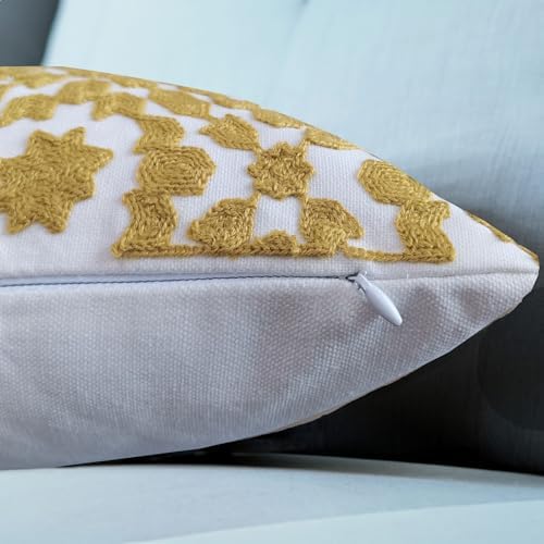 2PCS Pack Aitliving Golden Palm Lumbar Pillow Cushion Cover Decorative Throw Pillow Case in Oil Yellow 12x20 Trellis Mina Dark Mustard Yellow Ochre Color 30x50cm Yellow Accent Pillow for Home Decor - Image 2