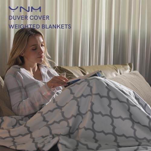 YnM Fuzzy Duvet Cover for Weighted Blankets (Lattice Scroll 80''x87'') - Image 2