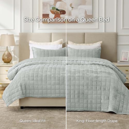 BEDELITE Velvet Quilt Set King Size, Luxury Velvet Comforter Bedding - Image 6