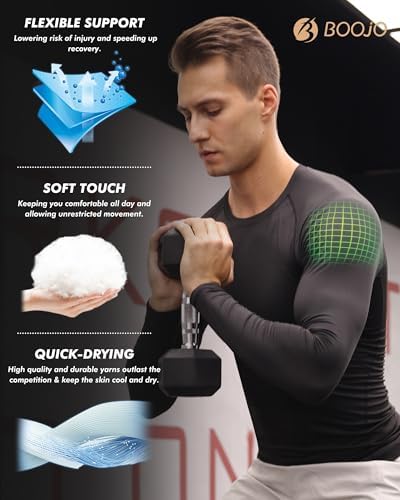 Compression Shirts for Men - Long Sleeve Black Workout Base Layer Athletic Gym Tops Quick Dry Running Undershirts - Image 4