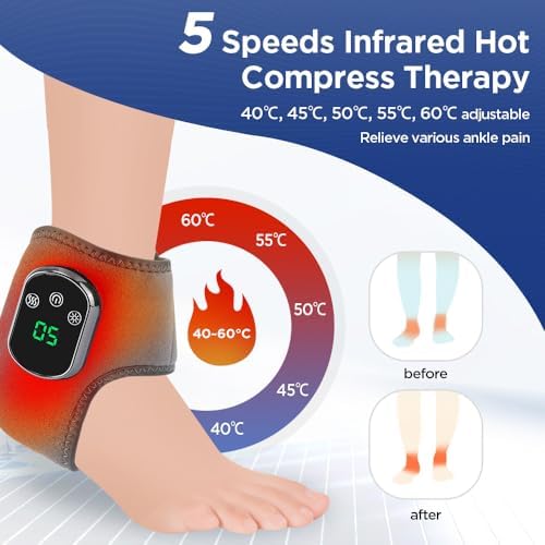 Portable Foot and Ankle Massager with Heat – 3-Speed Vibration & 5-Temperature Settings, Wireless for Pain Relief, Swelling, Plantar Fasciitis, Travel & Home Use, Gift (1) - Image 3