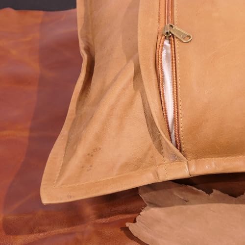 LL LEATHER LOVERS 100% Lambskin Leather Pillow Cover - Sofa Cushion Case - Decorative Throw Covers for Living Room & Bedroom, Gold Antique Box Pack of 2-10X18 Inch - Image 6