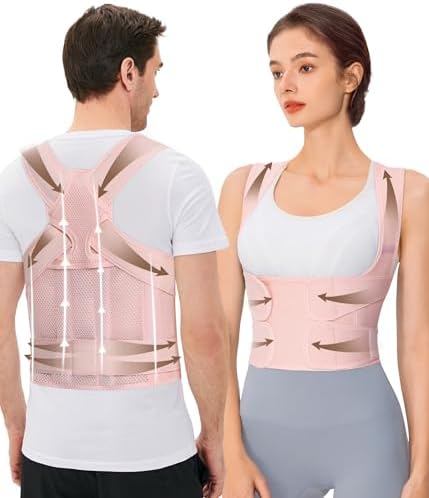 URSEXYLY Back Brace Posture Corrector for Women and Men, Breathable Shoulder Brace, Upper and Lower Back Pain Relief, Adjustable Full Back Support(Large,Pink) by Ursexyly