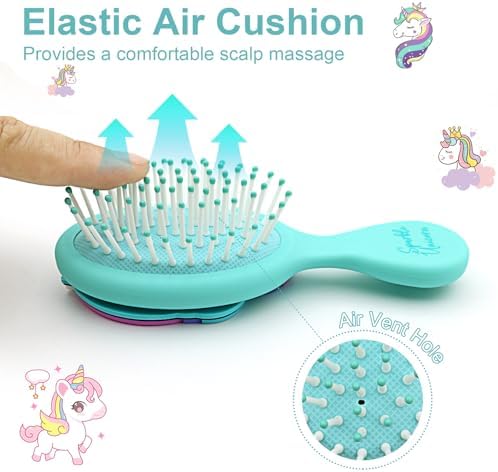 Toddler Hair Brush for Baby, Unicorn Air Cushion Brush - Green - Image 3