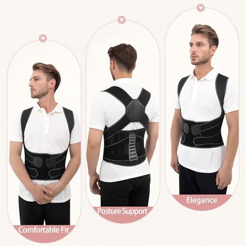 Posture Corrector for Women and Men Back Brace Lower Comfortable Back Support Straightener Pain Relief Slouching Kyphosis Lnvisible Under Upper Hunchbac Hump Scoliosis Adjustable Uprigh Black Small - Image 2