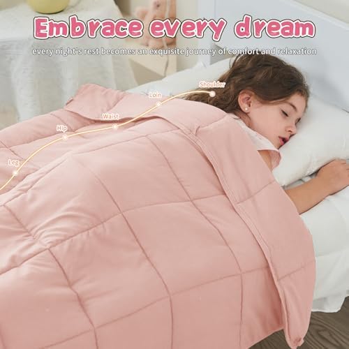 Weighted Blanket 5lbs, 36"x48", Cooling Heavy Throw Blanket for 20-40lbs, Microfiber Soft Big Blankets Weighted Comforter, Pink - Image 4