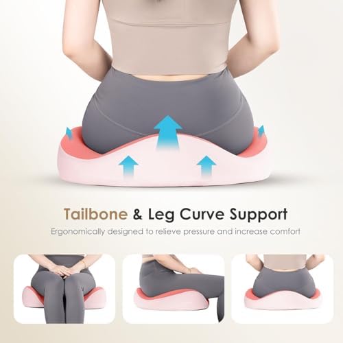 FLORICH Upgraded Ergonomic Memory Foam Car Seat Cushion with Lumbar Support, Non-Slip, Washable Driving Seat Cushion for Back & Sciatica Pain Relief, Large Car Seat Cushion Driver, Office-Pink - Image 3