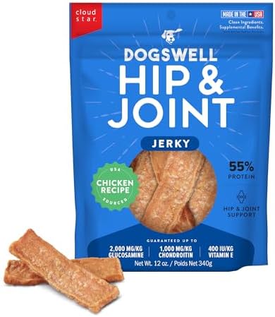 DOGSWELL Hip & Joint High Protein Jerky Dog Treats, Chicken Breast, 12 oz. by Dogswell