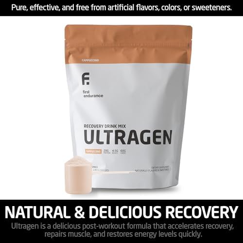 FIRST ENDURANCE Ultragen Workout Recovery Drink Powder, Protein Mix, Boosts Energy, Accelerates Recovery | Cappuccino, 15 Servings - Image 6