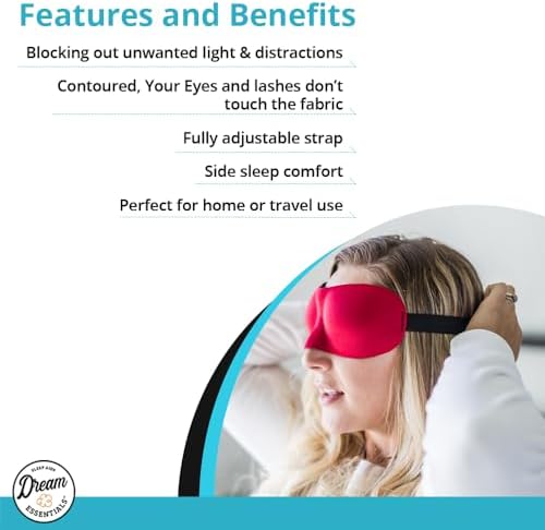 Wild Essentials Sweet Dreams Contoured Sleep Mask Kit with Travel Pouch and Earplugs Set ~ Red - Image 4