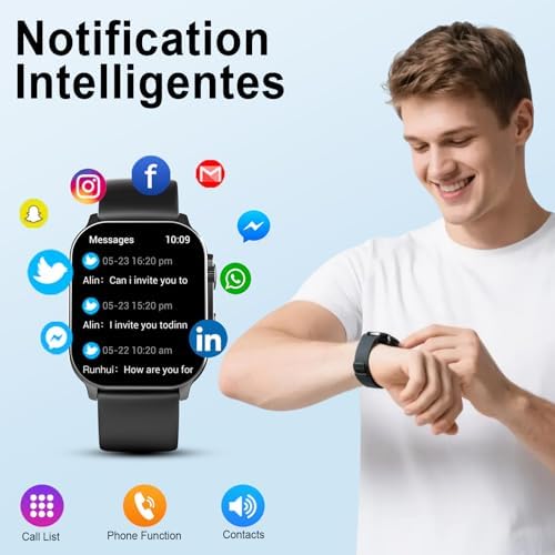 Smart Watch for Men, 2.01" AMOLED Curved Display Fitness Tracker with Answer/Make Calls, 100+ Sport Modes, Fitness Watch with 24/7 Heart Rate/Sleep Monitor/Pedometer, IP68 Waterproof, for Android iOS - Image 3