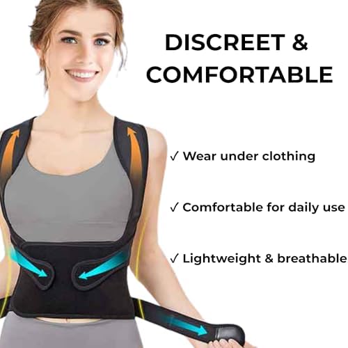 Posture Corrector for Men & Women – Adjustable Back Brace for Upper Back, Shoulder & Neck Support – Breathable, Adjustable & Comfortable for Everyday Wear (Black, Medium) - Image 5