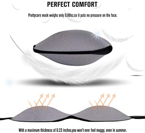 PrettyCare 3D Sleep Mask 2 Pack,Eye Mask for Side Sleeper -3D Contoured Sleeping Mask Blackout Out for Men Women - Zero Eye Pressure Blindfold with Ear Plugs, Night Masks with Travel Bag (Black＆Grey) - Image 2