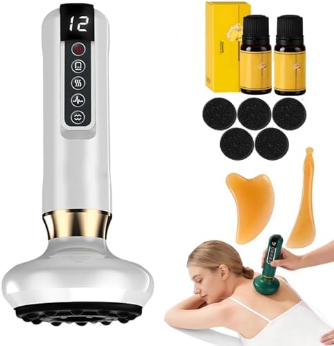 Lymphatic Drainage Massager Electric Cupping Massager with Heat Vibration and Red Light, 12 Level Suction Body Massager for Legs Arms Waist Abdomen, Rechargeable Cellulite Massage Tool for Home Use by Unknown