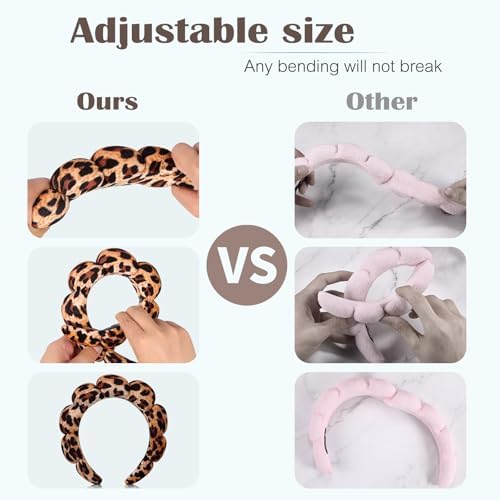 Ztomine Spa Headbands for Washing Face or Facial, Set of 2 Skincare, Terry Cloth Headband Wash Headband Combo Pack - Puffy Makeup Headbands for Face Washing, Mask, Skin Treatment - Image 4