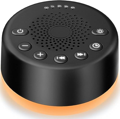 Sound Machine Easysleep White Noise Machine with 25 Soothing Sounds and Night Lights with Memory Function 32 Levels of Volume and 5 Sleep Timer Powered by AC or USB for Sleeping Relaxation (Black) by Easysleep