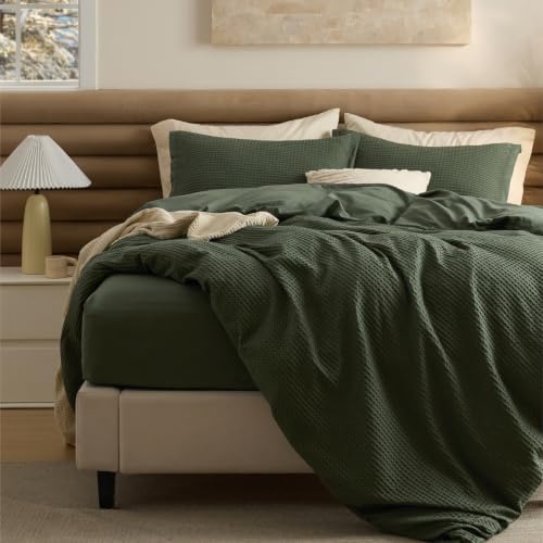 Bedsure PureWoven Cotton Waffle Duvet Cover Set with Fitted Sheet, Queen by Unknown