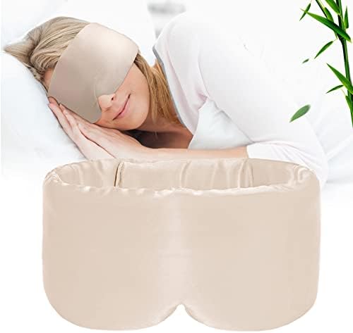 100% Handmade Bamboo Sleeping Eye Mask for Women for Men,Night Masks,Organic Sleep Mask,Blockout Eye Mask for Sleeping,Large Size Adjustable (1 PC, Apricot) by iCooBreeze