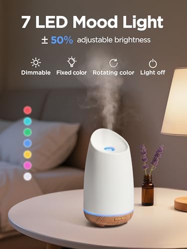 InnoGear 150ml Ceramic Essential Oil Diffuser, Diffusers for Home, White - Image 3