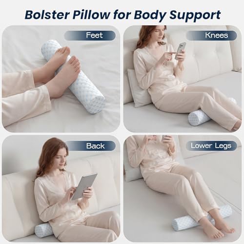 Neck Roll Cervical Pillow for Neck Pain Relief - Memory Foam Neck Pillow for Bed | Round Neck Pillows for Sleeping (Cool-Blue, X-Small - 3.5" H) - Image 7
