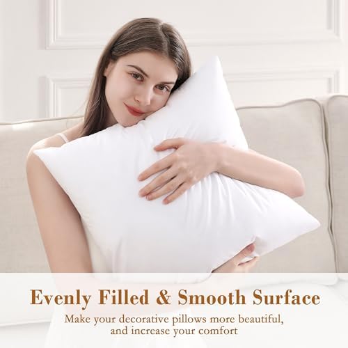 puredown® 16x16 Throw Pillow Inserts, 2 Pack Fluffy Pillow Inserts Form Sham Stuffer, Square Decorative Throw Pillows for Couch, Sofa, Bed and Home Decor - Image 4