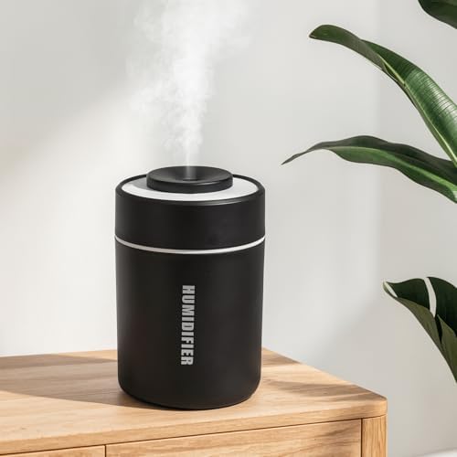 USB Mini Humidifier, Small Portable Desk Humidifier Cool Mist Personal Desktop Humidifiers for Cooling Home Office Car Travel Indoor (180ml, Black) by Daskternie