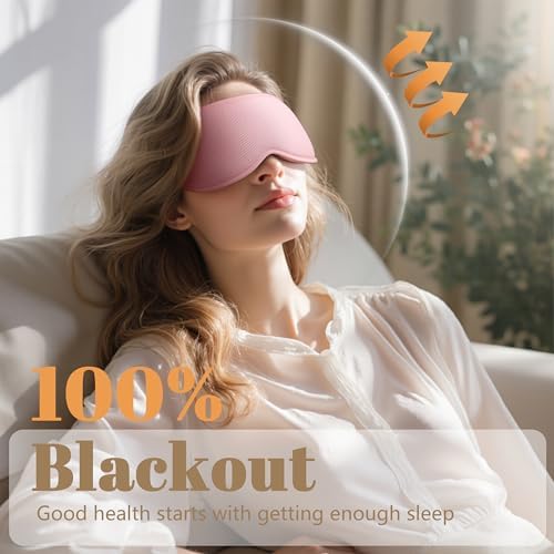 Sleep Mask for Women Men - 100% Blackout Eye Masks for Sleep, Lash Extensions 3D Contoured Sleeping Mask, Soft Adjustable Light Blocking Eye Cover Blindfold for Travel, Pink - Image 2
