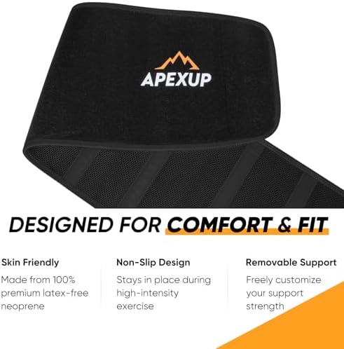 APEXUP Waist Trainer for Women Lower Belly Fat, Men Sweat Band, Stomach Wrap, Waist Trimmer with Removable Lumbar Support - Image 6