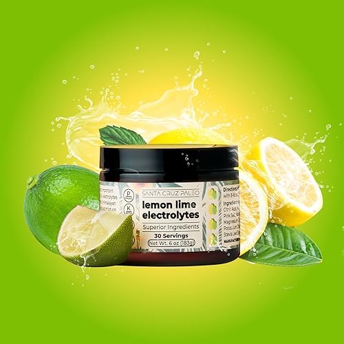 Santa Cruz Paleo Electrolyte Powder, Lemon Lime Flavor, Sugar Free Hydration Drink Mix with Himalayan Pink Salt, Sea Salt, Magnesium Glycinate, Potassium Chloride, Sweetened with Stevia, 30 Servings - Image 2