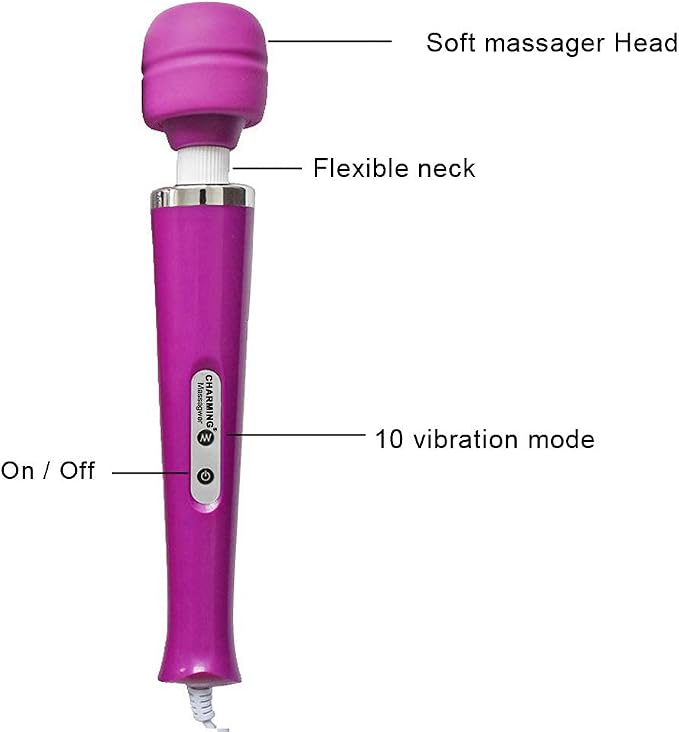 CHARMING 10 Speeds Wired Powerful Handheld Massager with Strong Vibrations, Personal Therapy Massager for Sports Recovery, Muscle Aches, Body Pain (Purple) - Image 3