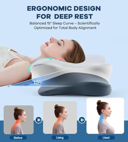 DONAMA Cervical Pillow for Neck and Shoulder, Cooling Contour Memory Foam Pillow for Pain Relief, Ergonomic Neck Support Pillow for Side Back Stomach Sleepers with Removable Pillowcase - Image 4