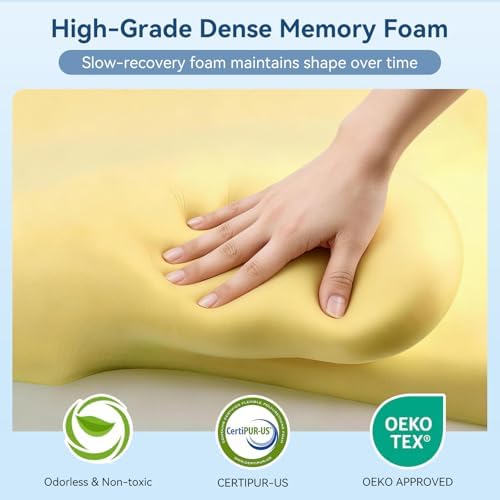 Cervical Neck Pillow for Sleeping, Ergonomic Contour Pillow for Neck and Shoulder Pain with Pillowcase, Cooling Memory Foam Pillows for Side Sleepers, Back Sleepers and Stomach Sleepers, Blue - Image 7