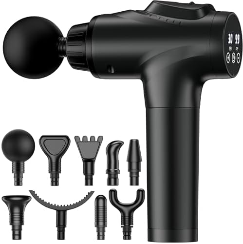 APHERMA Massage Gun, Muscle Massage Gun for Athletes Handheld Electric Deep Tissue Back Massager, Percussion Massage Device for Pain Relief with 30 Speed Levels 9 Heads Black by APHERMA
