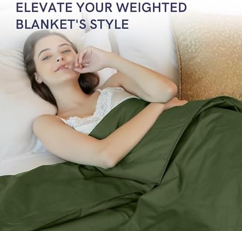 YnM Exclusive Cotton Duvet Cover for Weighted Blankets (Army Green, 48''x72'') - Image 6