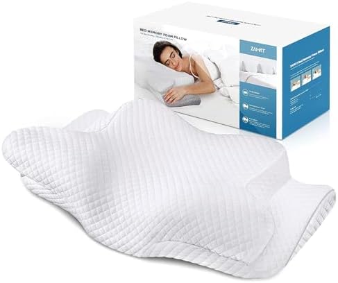 ZAMAT Adjustable Cervical Memory Foam Pillow, Odorless Neck Pillows for Pain Relief, Orthopedic Pillows for Sleeping with Cooling Pillowcase, Bed Support Pillow for Side, Back, Stomach Sleeper by ZAMAT